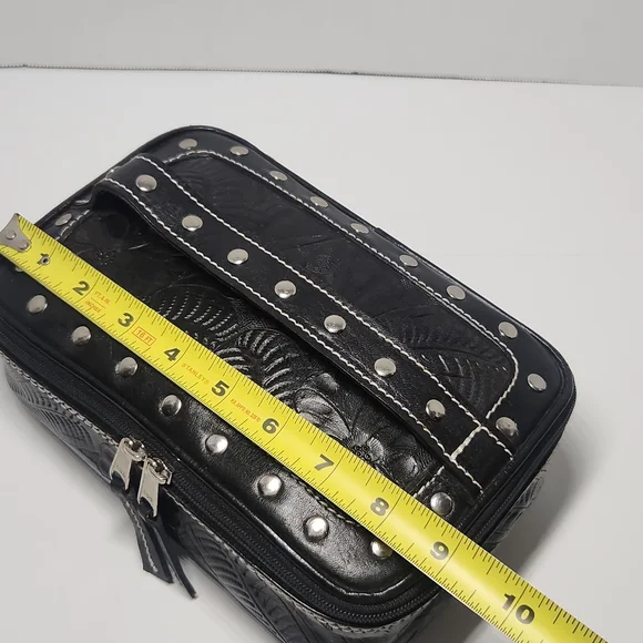 American West Studded Black Leather Toiletry Bag - Picture 11 of 14